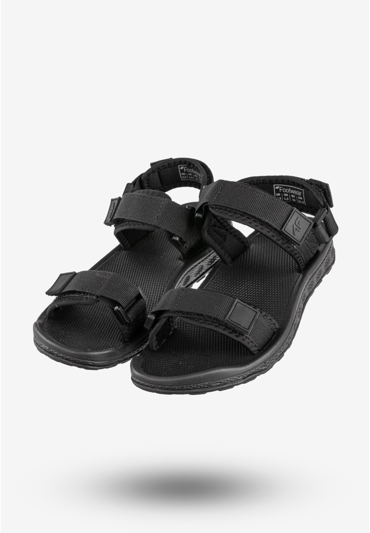 Sandały Dziecięce 4F Buty Sportowe Na Rzepy Czarne 4FJSS23FSANM022