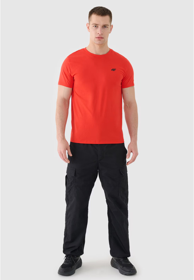 Koszulka Męska 4F T-shirt Basic Regular Czerwony 4FWMM00TTSHM2256