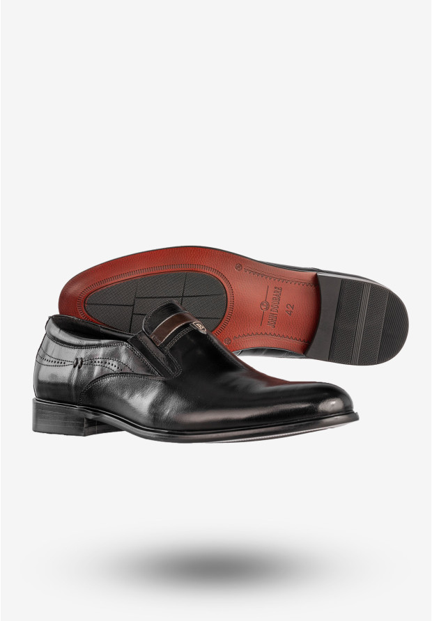 Buty Męskie JOHN DOUBARE Skórzane Czarne Półbuty YGC-Z253-351-1