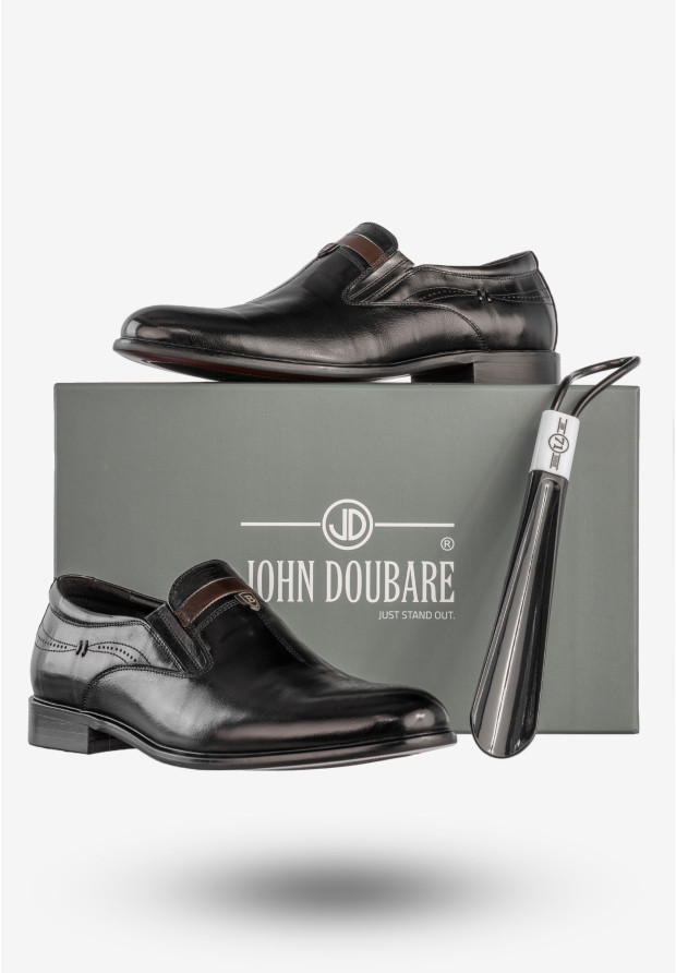 Buty Męskie JOHN DOUBARE Skórzane Czarne Półbuty YGC-Z253-351-1
