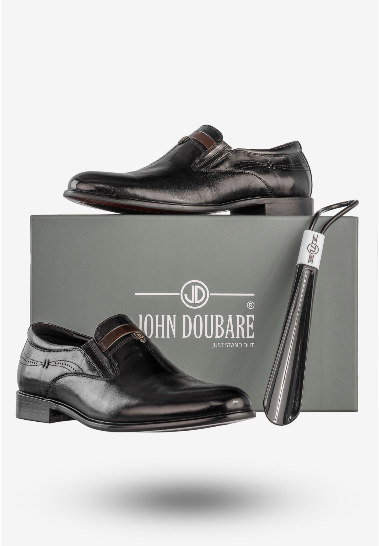 Buty Męskie JOHN DOUBARE Skórzane Czarne Półbuty YGC-Z253-351-1