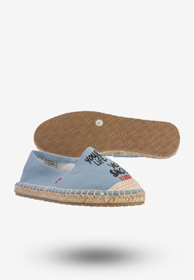 Espadryle Damskie BIG STAR Buty Wsuwane Z Napisem Niebieskie DD274A181