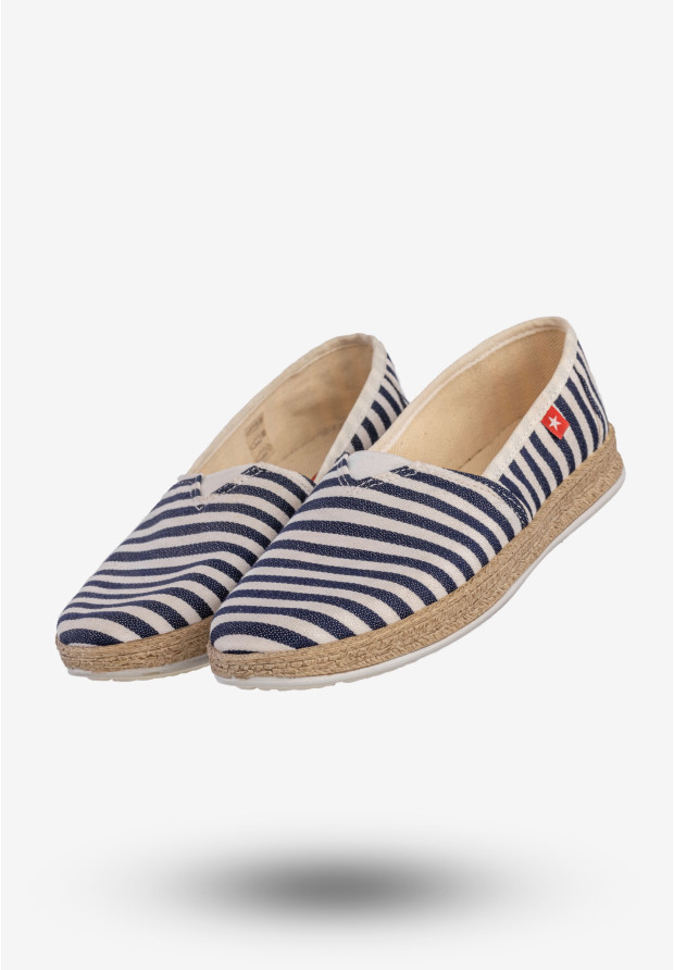 Espadryle Damskie BIG STAR Buty Wsuwane W Paski Granatowe FF276027