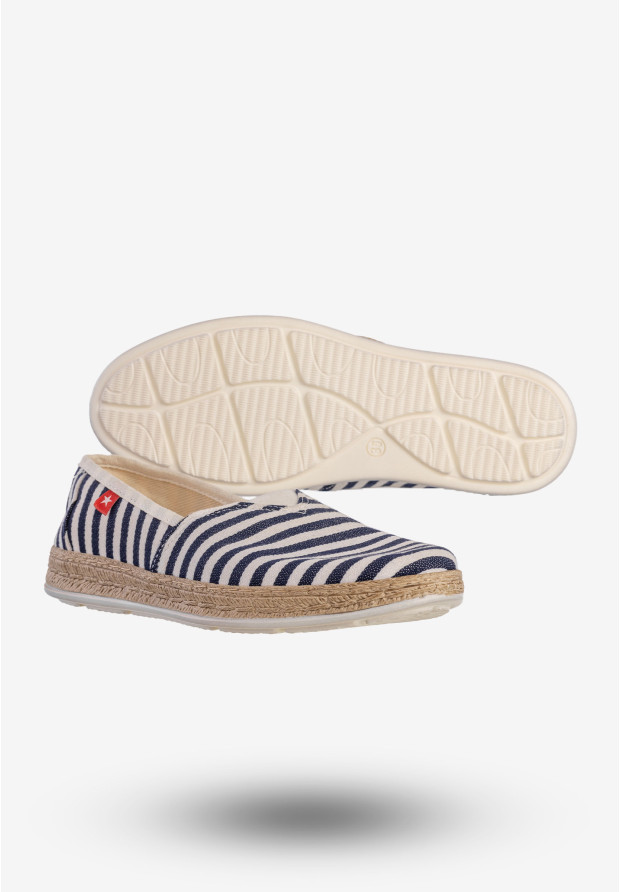 Espadryle Damskie BIG STAR Buty Wsuwane W Paski Granatowe FF276027