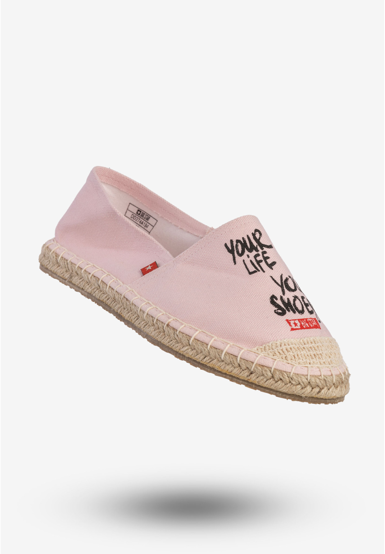 Espadryle Damskie BIG STAR Buty Wsuwane Z Napisem Różowe DD274A184