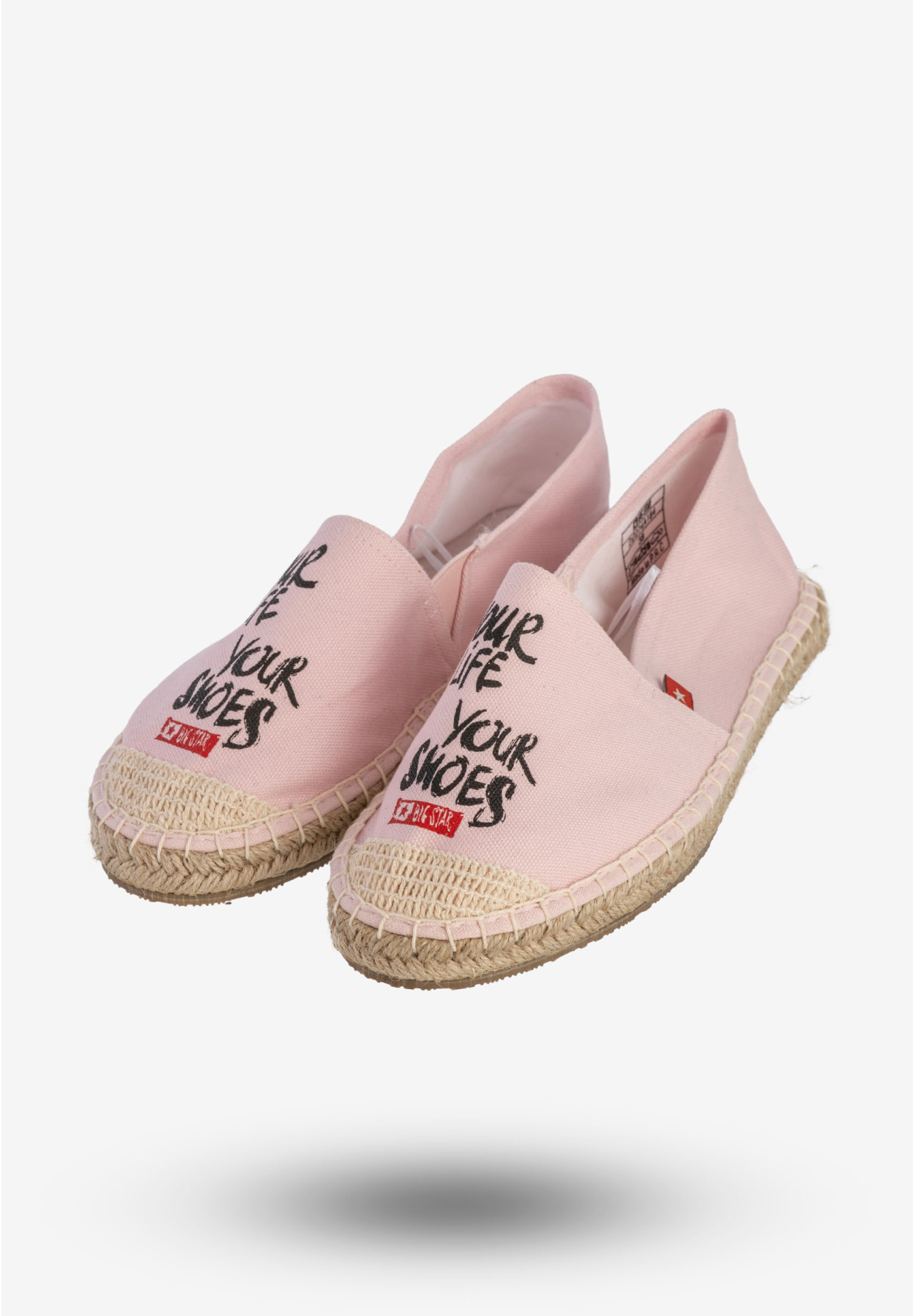 Espadryle Damskie BIG STAR Buty Wsuwane Z Napisem Różowe DD274A184