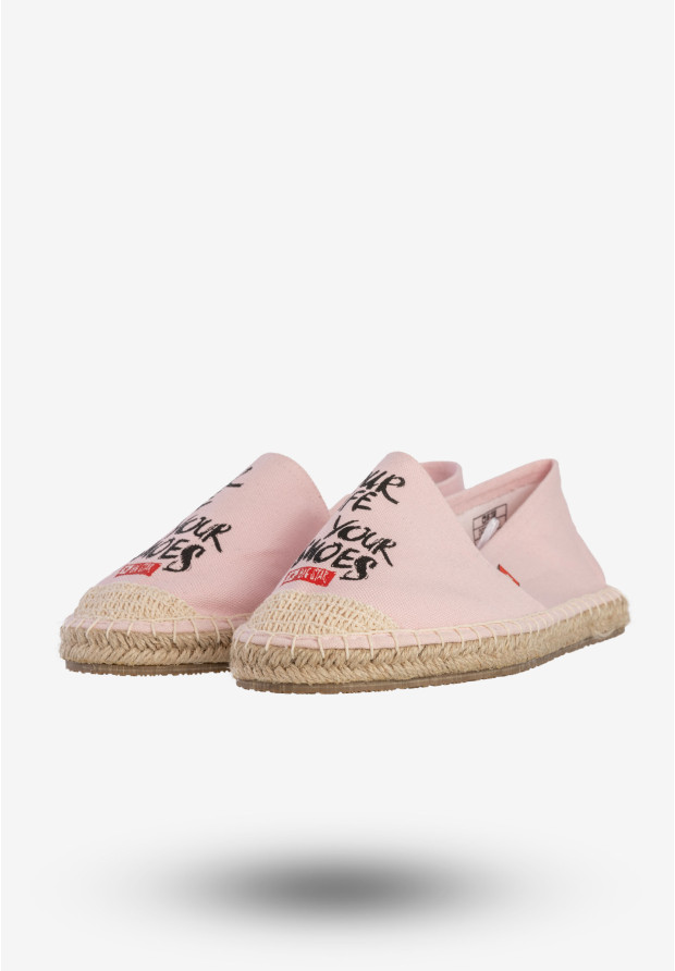 Espadryle Damskie BIG STAR Buty Wsuwane Z Napisem Różowe DD274A184