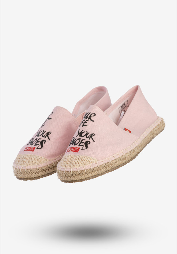 Espadryle Damskie BIG STAR Buty Wsuwane Z Napisem Różowe DD274A184