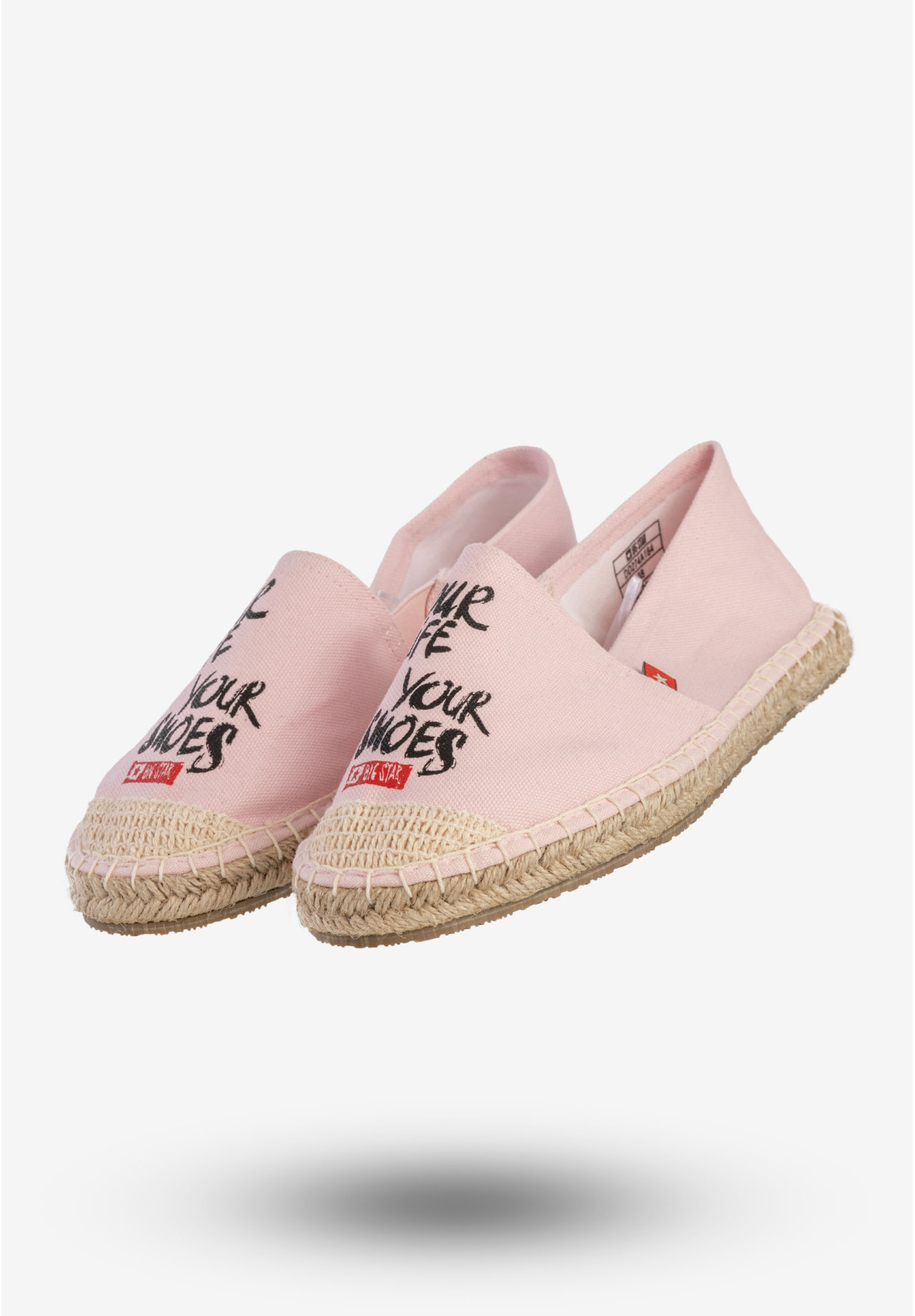 Espadryle Damskie BIG STAR Buty Wsuwane Z Napisem Różowe DD274A184