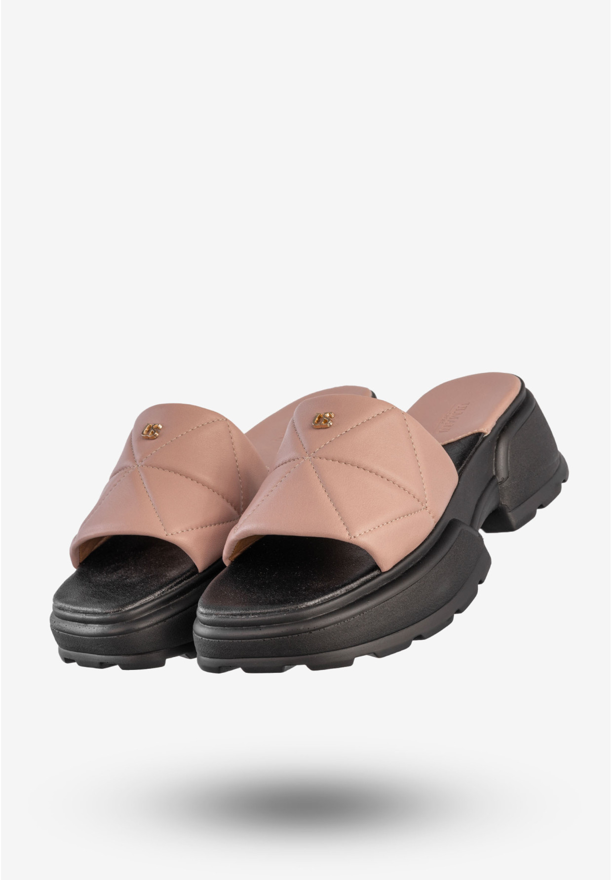 Klapki Na Platformie Damskie Skórzane Buty Eleganckie Różowe Ulmani