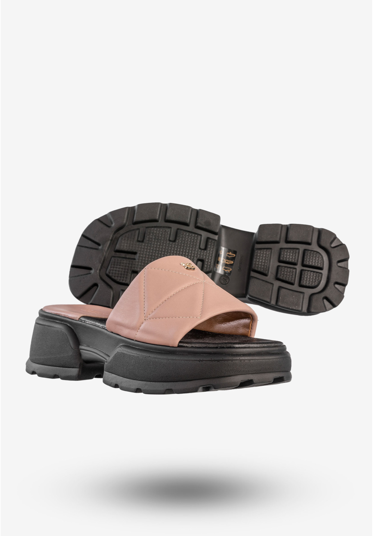 Klapki Na Platformie Damskie Skórzane Buty Eleganckie Różowe Ulmani