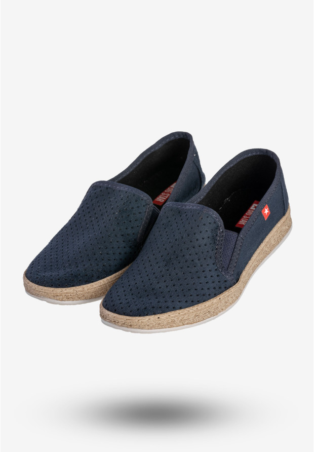 Espadryle Damskie BIG STAR Wsuwane Slip On Buty Granatowe FF276033