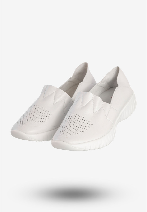 Półbuty Damskie Ekoskóra Wsuwane Buty Sneakersy Białe Jezzi RMR2270-7