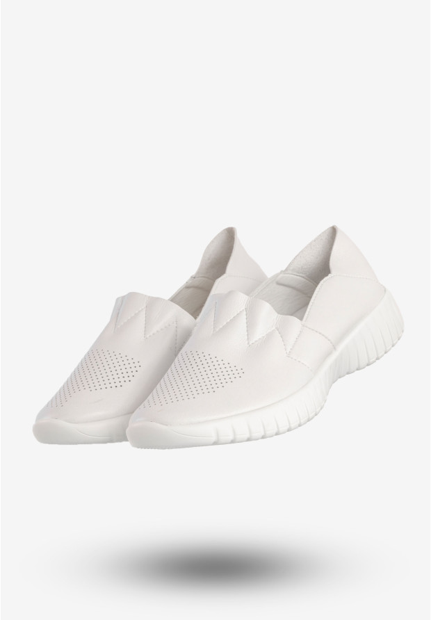 Półbuty Damskie Ekoskóra Wsuwane Buty Sneakersy Białe Jezzi RMR2270-7