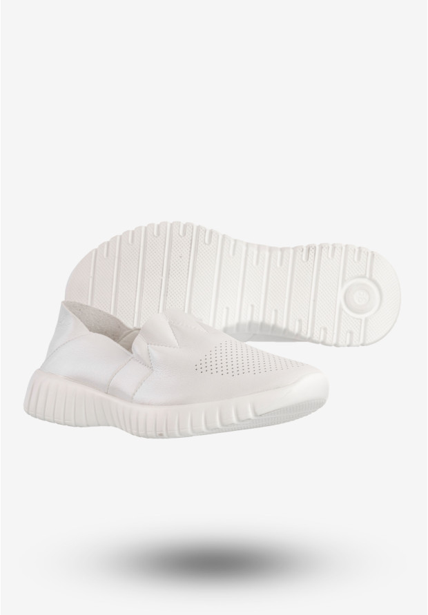 Półbuty Damskie Ekoskóra Wsuwane Buty Sneakersy Białe Jezzi RMR2270-7