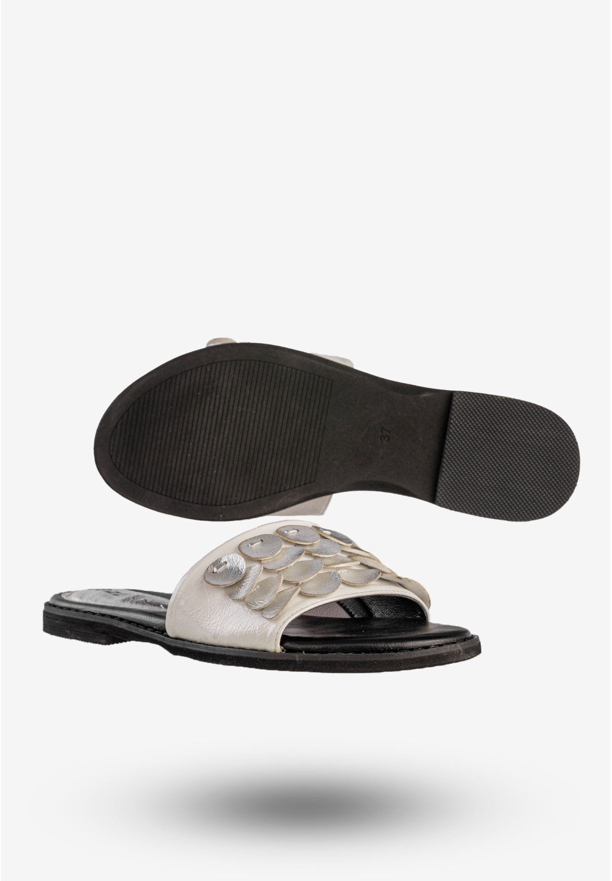 Klapki Damskie Ekoskóra Buty Wsuwane Eleganckie Białe Jezzi RMR1848-13