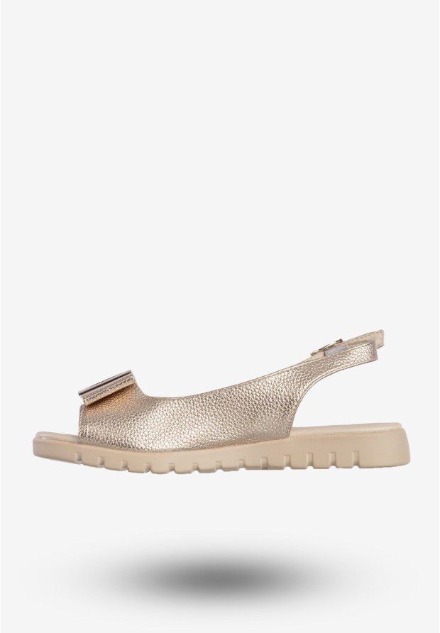 Sandały Damskie Ekoskóra Eleganckie Buty Na Wiosnę Lato Złote Jezzi ASA224-5