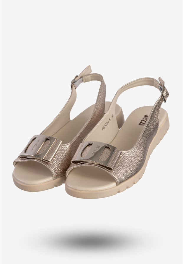 Sandały Damskie Ekoskóra Eleganckie Buty Na Wiosnę Lato Złote Jezzi ASA224-5