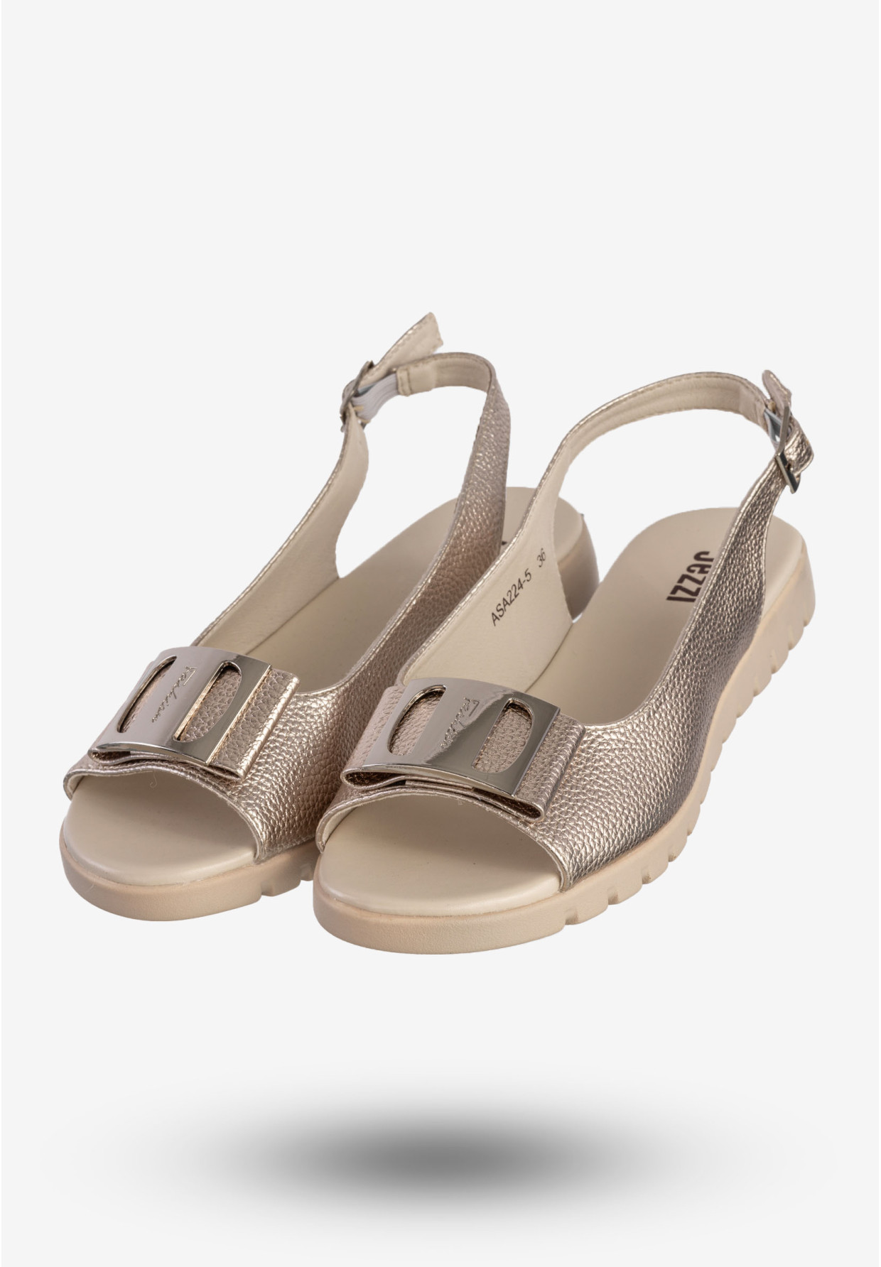 Sandały Damskie Ekoskóra Eleganckie Buty Na Wiosnę Lato Złote Jezzi ASA224-5