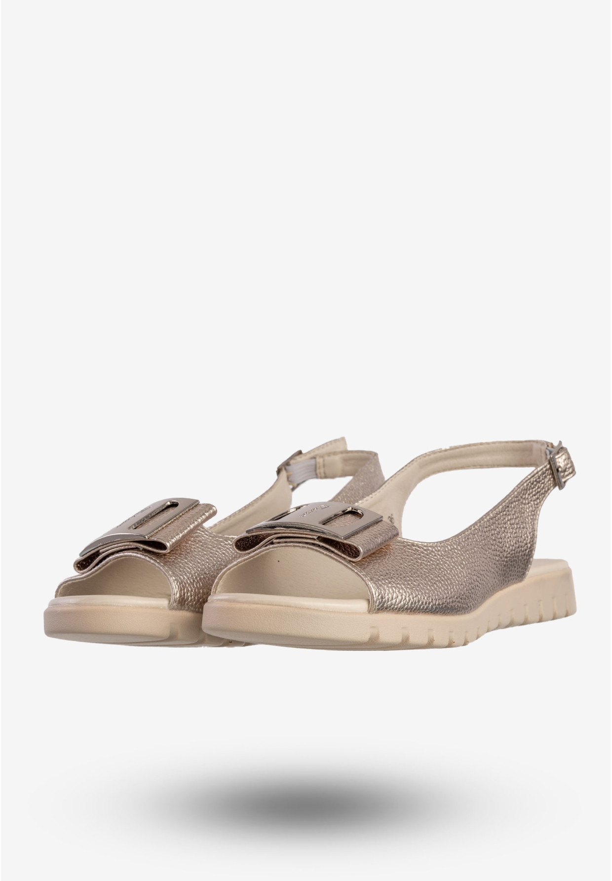 Sandały Damskie Ekoskóra Eleganckie Buty Na Wiosnę Lato Złote Jezzi ASA224-5