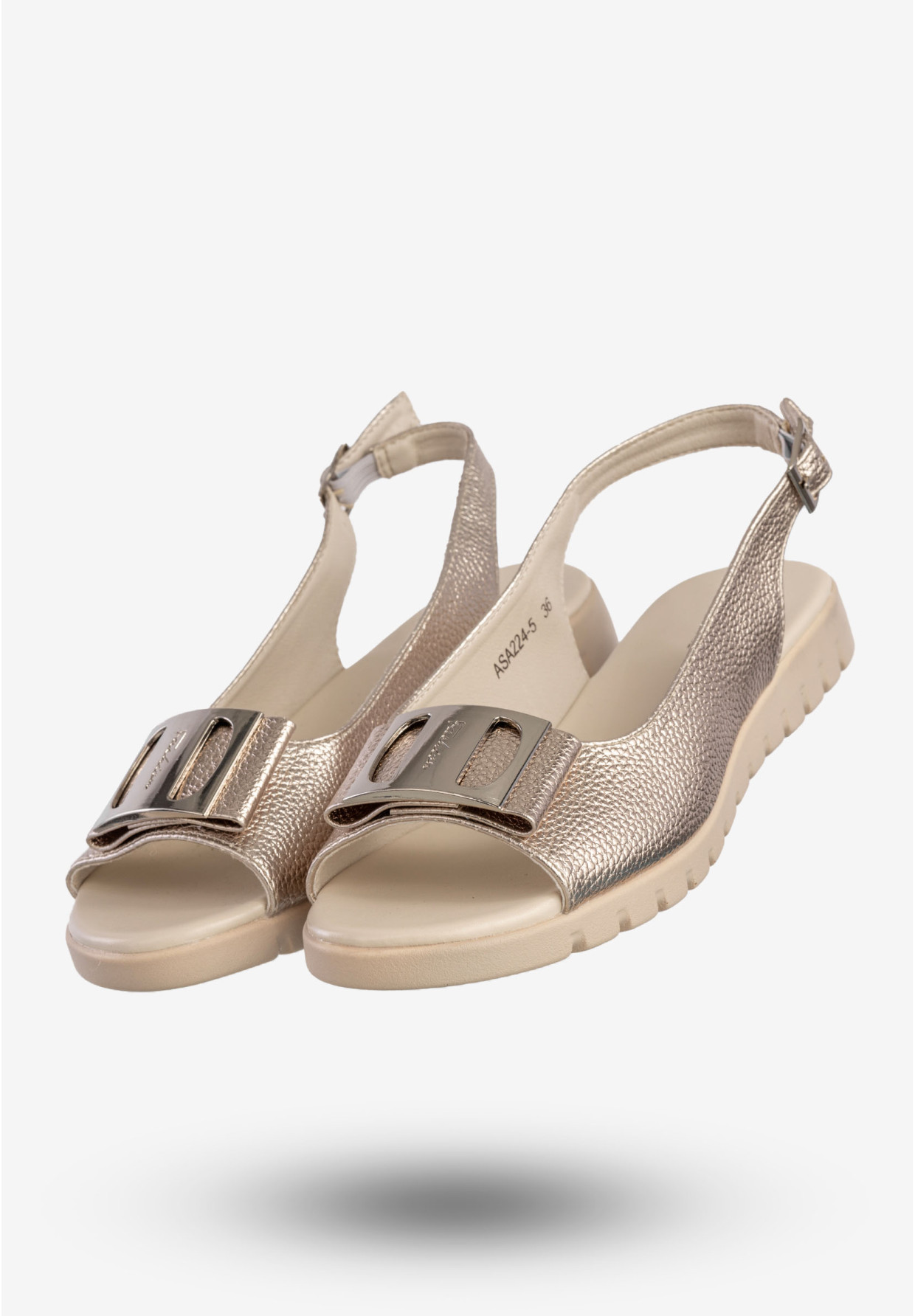 Sandały Damskie Ekoskóra Eleganckie Buty Na Wiosnę Lato Złote Jezzi ASA224-5