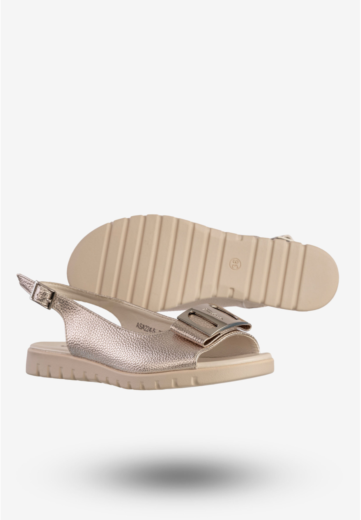 Sandały Damskie Ekoskóra Eleganckie Buty Na Wiosnę Lato Złote Jezzi ASA224-5