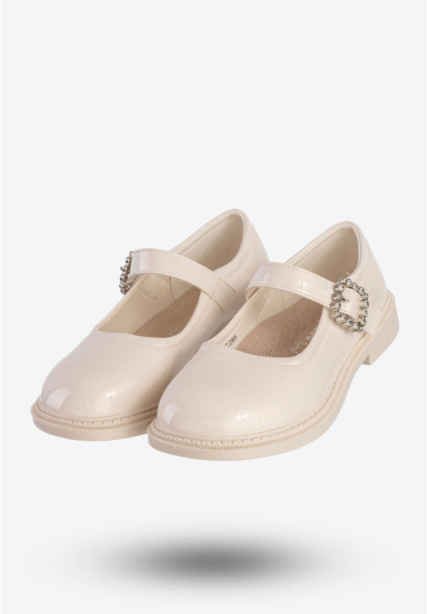 Półbuty Dziewczęce Ekoskóra Eleganckie Buty Beżowe Apawwa MC285