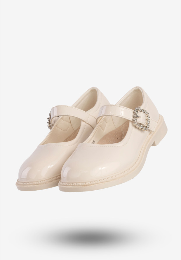 Półbuty Dziewczęce Ekoskóra Eleganckie Buty Beżowe Apawwa MC285
