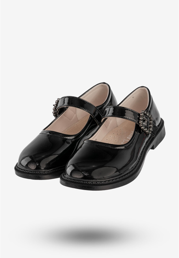 Półbuty Dziewczęce Ekoskóra Eleganckie Buty Czarne Apawwa MC285