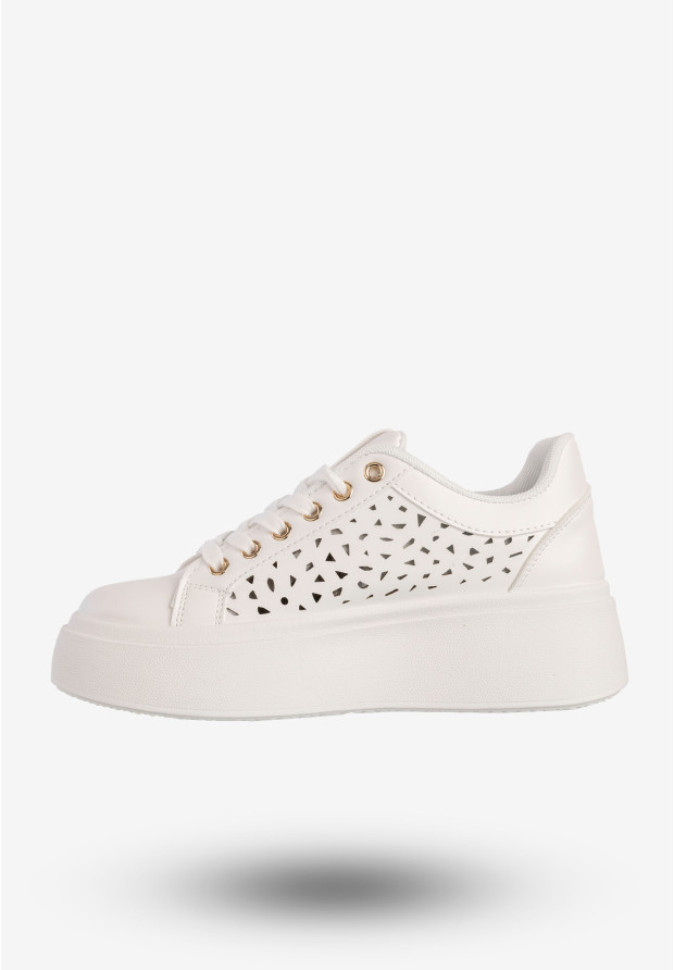 Sneakersy Damskie Ekoskóra Buty Na Platformie Białe MSMG LH201-9