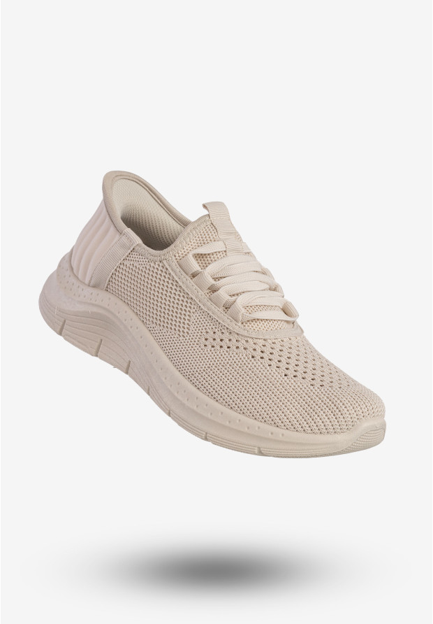 Beżowe sneakersy damskie z siateczki PDJ269-8