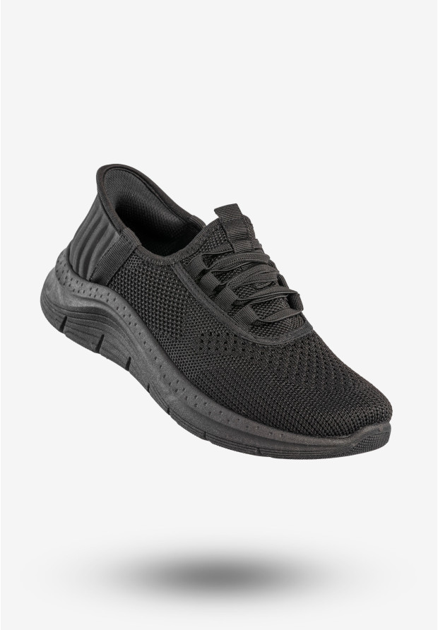 Czarne sneakersy damskie z tkaniny PDJ269