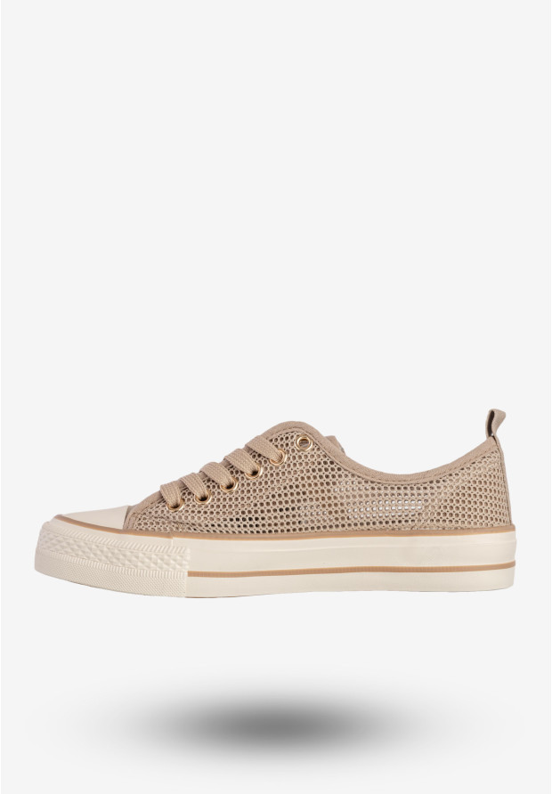Trampki Damskie Ażurowe Buty Sportowe Khaki MSMG QY838-63