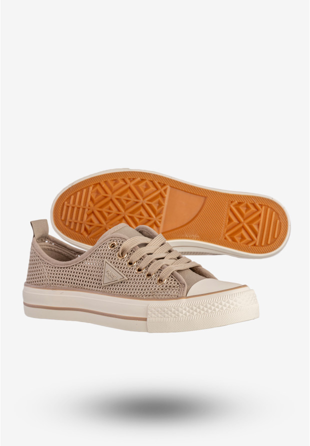 Trampki Damskie Ażurowe Buty Sportowe Khaki MSMG QY838-63