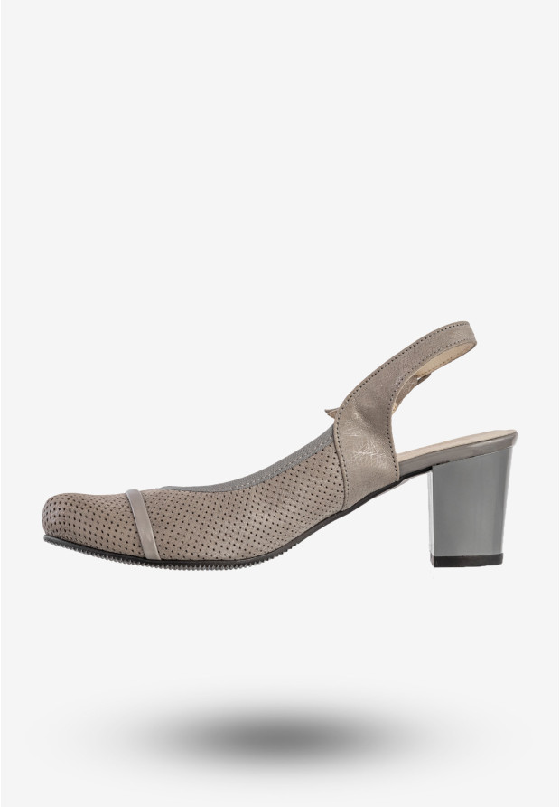 Czółenka Damskie Skórzane Buty Na Słupku Eleganckie Popiel Pulso L-294D