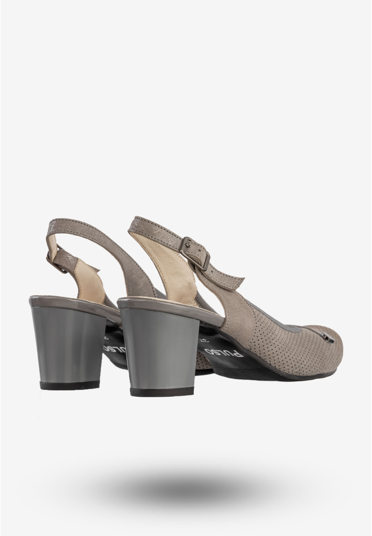 Czółenka Damskie Skórzane Buty Na Słupku Eleganckie Popiel Pulso L-294D