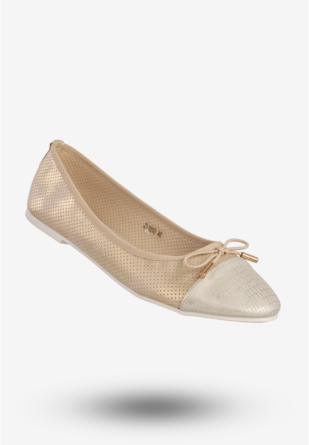 Baleriny Damskie Ekoskóra Buty Wsuwane Złote Goodin GD-1010