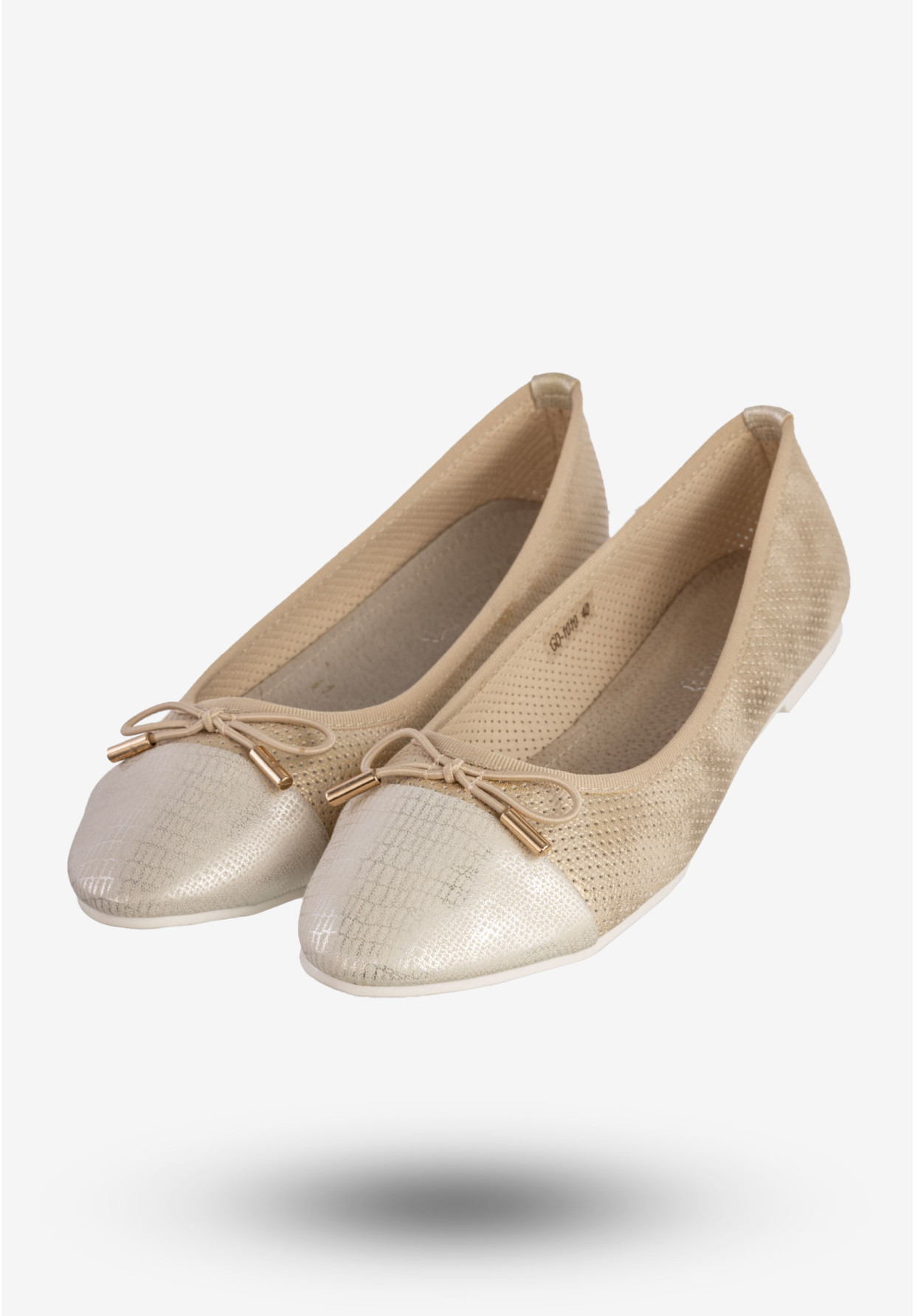 Baleriny Damskie Ekoskóra Buty Wsuwane Złote Goodin GD-1010