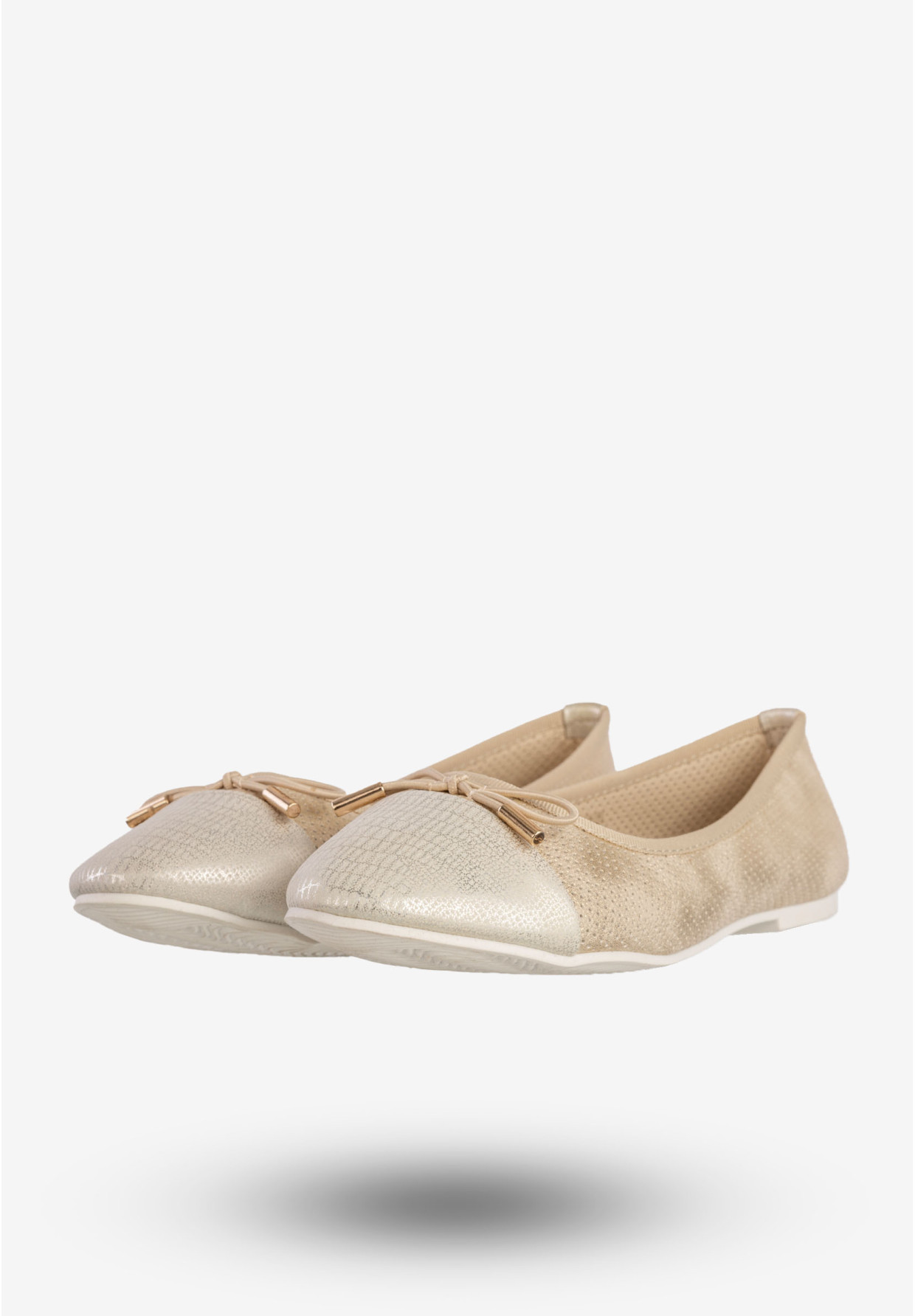 Baleriny Damskie Ekoskóra Buty Wsuwane Złote Goodin GD-1010