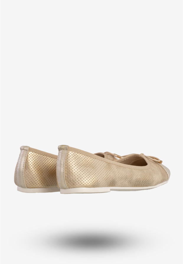 Baleriny Damskie Ekoskóra Buty Wsuwane Złote Goodin GD-1010