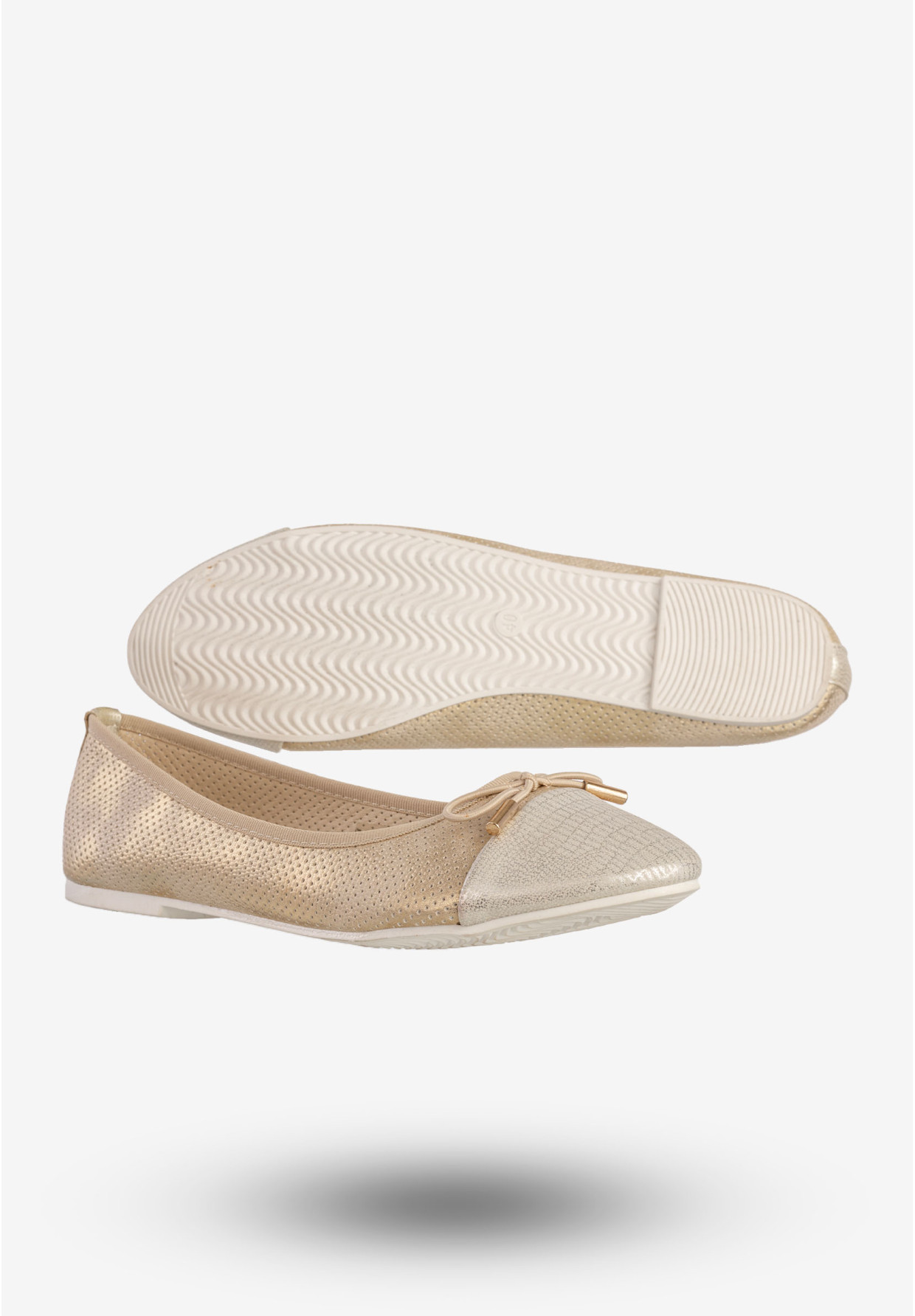 Baleriny Damskie Ekoskóra Buty Wsuwane Złote Goodin GD-1010