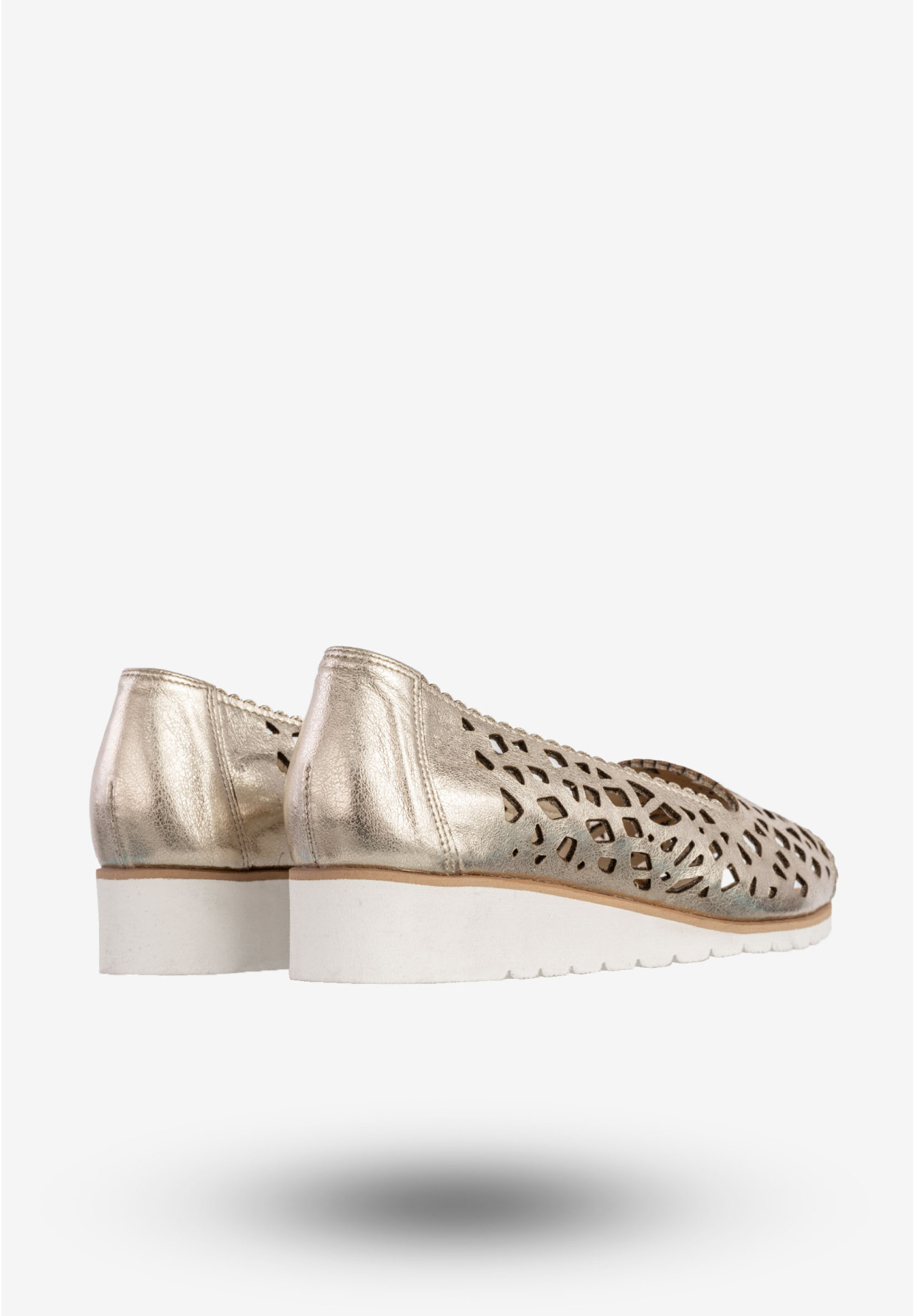 Baleriny Damskie Skórzane Półbuty Eleganckie Buty Złote Lewski 2703