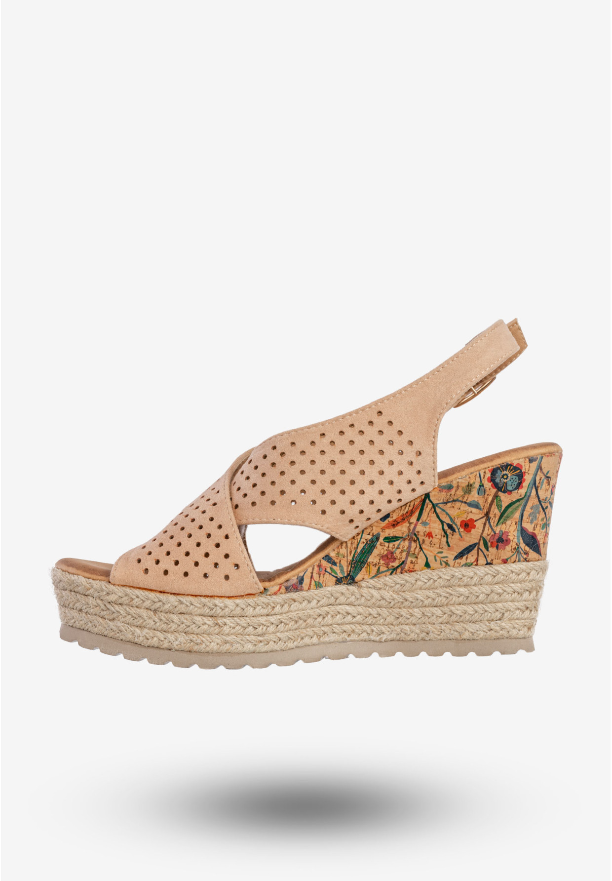 Sandały Damskie Espadryle Na Koturnie Buty Nude DK 8Z4255-156