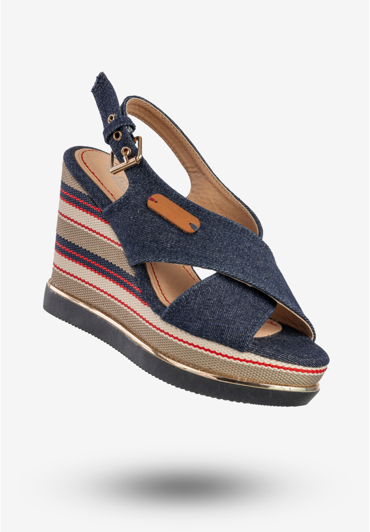Sandały Damskie Buty Na Koturnie Jeansowe Niebieskie DK 8Z6416-6A
