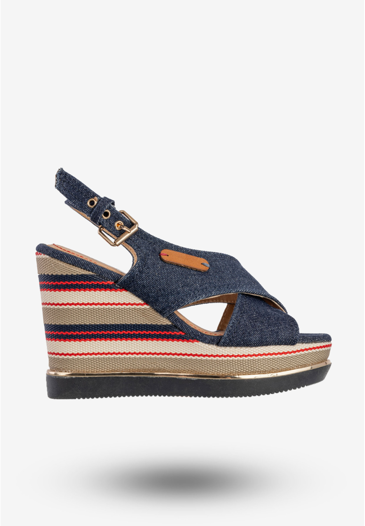 Sandały Damskie Buty Na Koturnie Jeansowe Niebieskie DK 8Z6416-6A