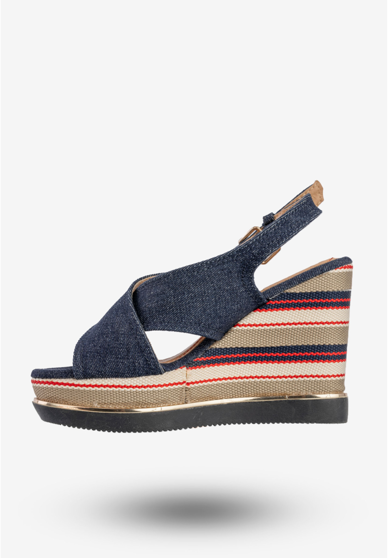Sandały Damskie Buty Na Koturnie Jeansowe Niebieskie DK 8Z6416-6A