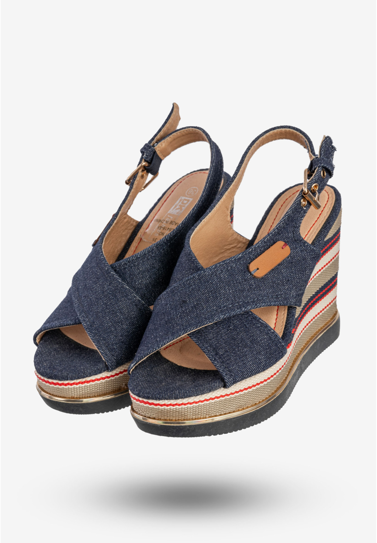 Sandały Damskie Buty Na Koturnie Jeansowe Niebieskie DK 8Z6416-6A