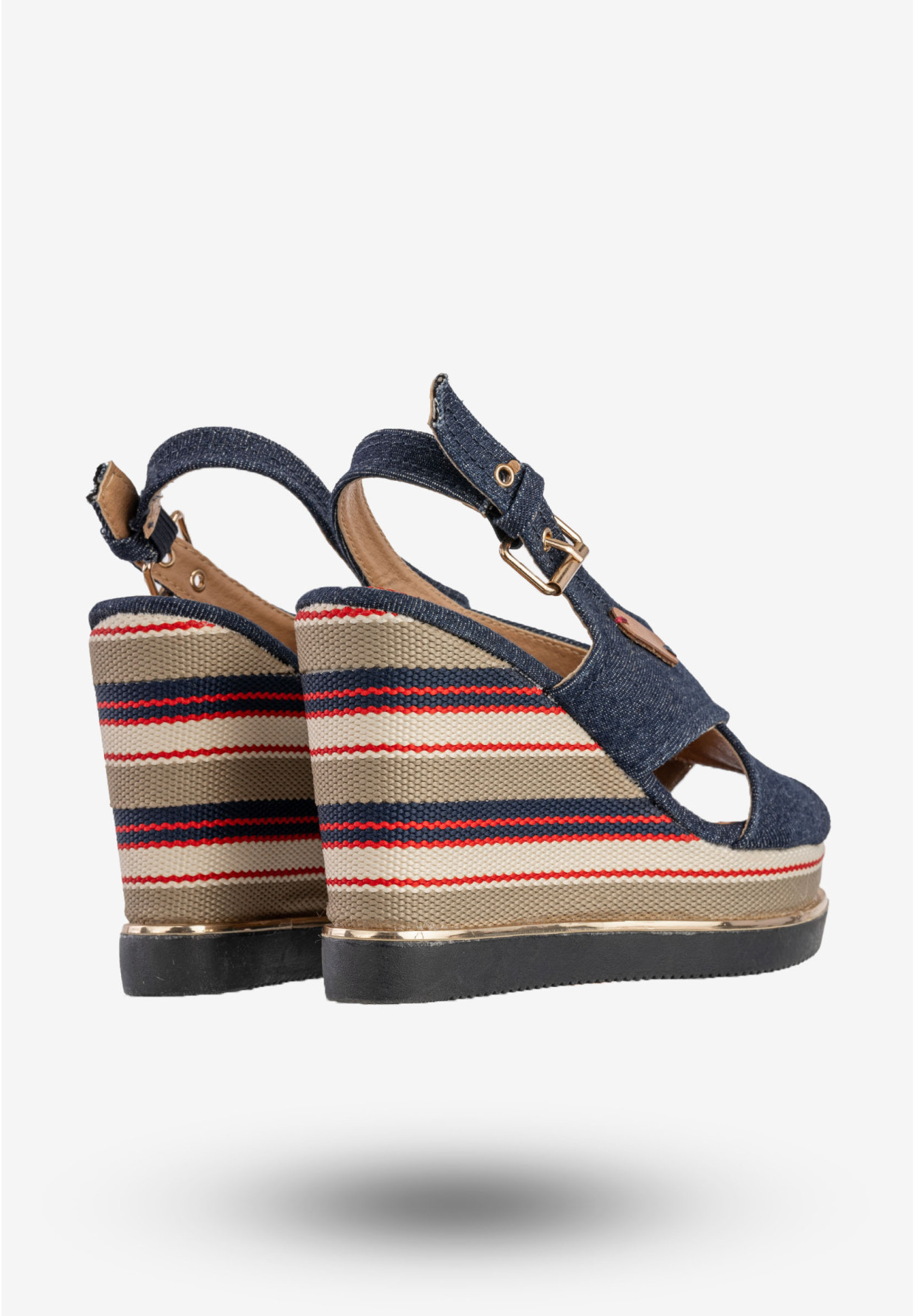 Sandały Damskie Buty Na Koturnie Jeansowe Niebieskie DK 8Z6416-6A