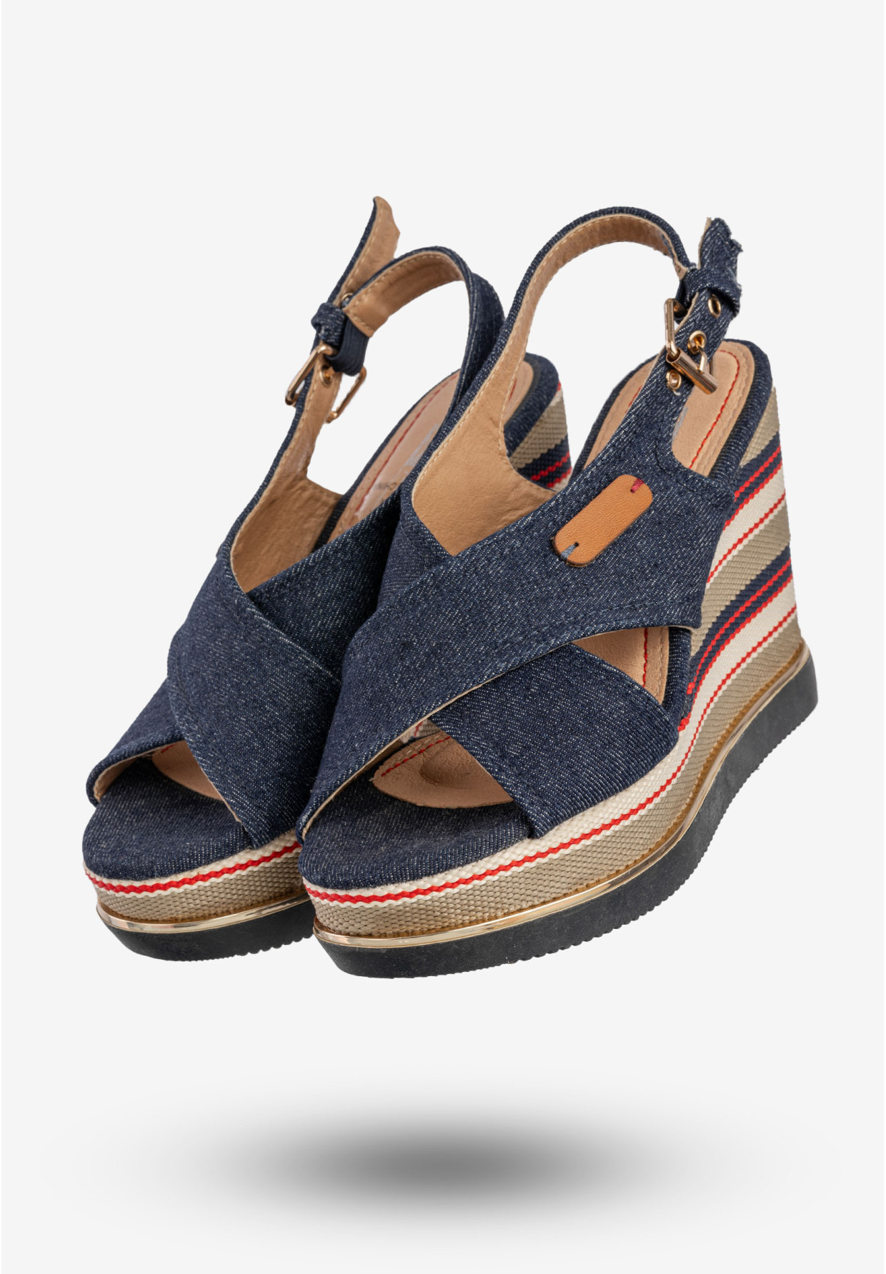 Sandały Damskie Buty Na Koturnie Jeansowe Niebieskie DK 8Z6416-6A