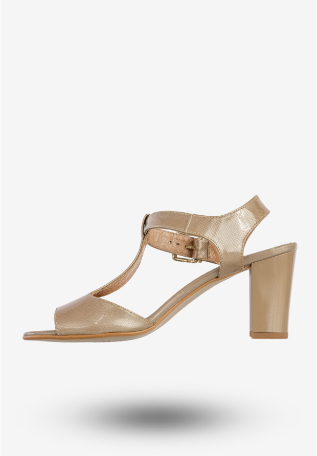 Sandały Damskie Skórzane Buty Eleganckie Na Słupku Szarobrązowe Darex S-157/8